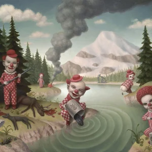 RED CLOWNS IN A LANDSCAPE, Marion Peck